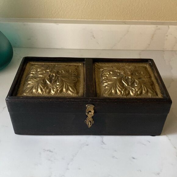 Other - Vintage Wooden Box with Brass accents